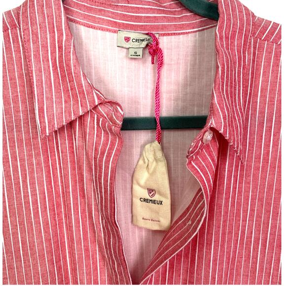 Cremieux Drop Waist Pinstripe Red Cotton Dress, Size Small - Picture 5 of 8